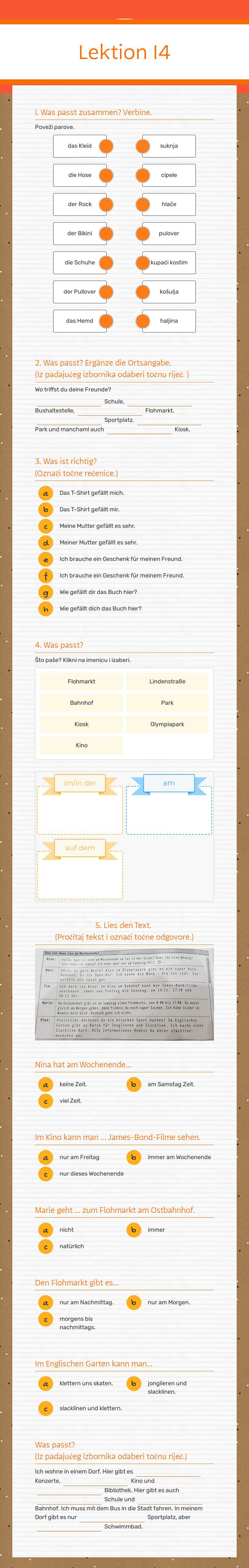 Lektion 14 worksheet preview image