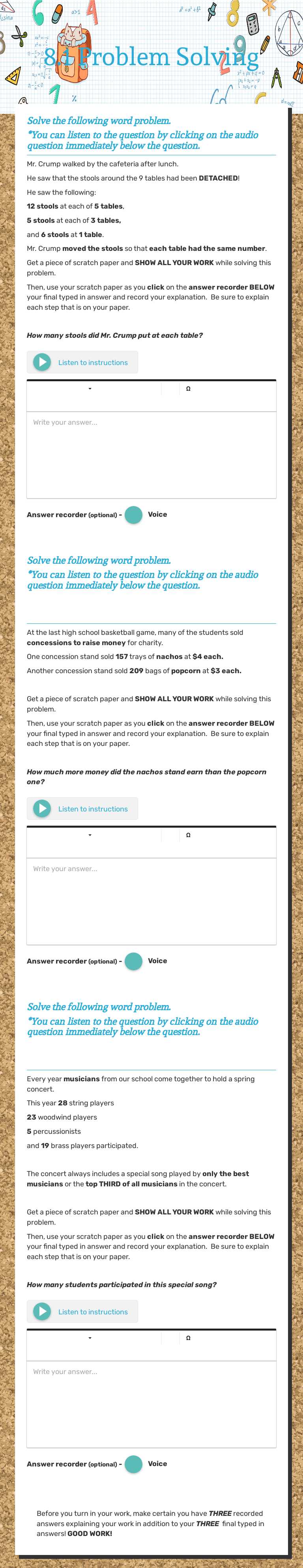 8.1 Problem Solving worksheet preview image
