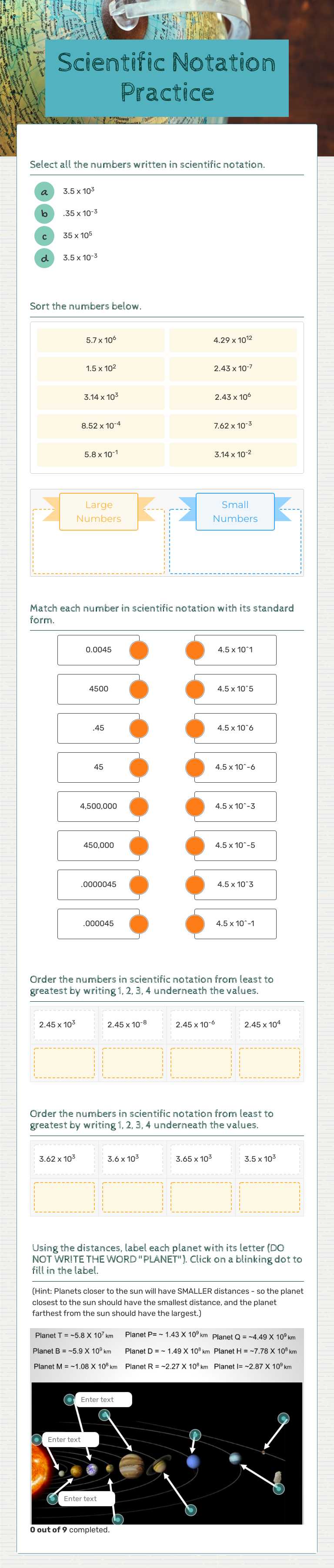 Scientific Notation Practice worksheet preview