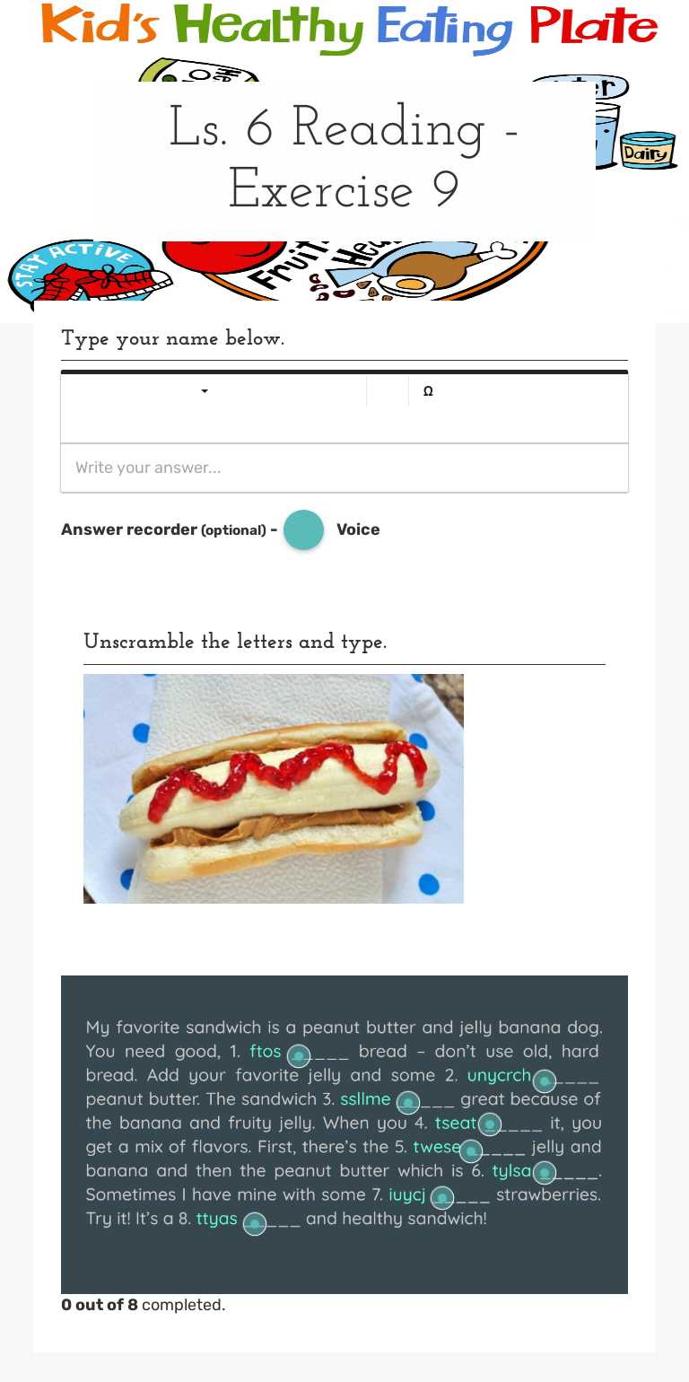 Ls. 6 Reading - Exercise 9 worksheet preview
