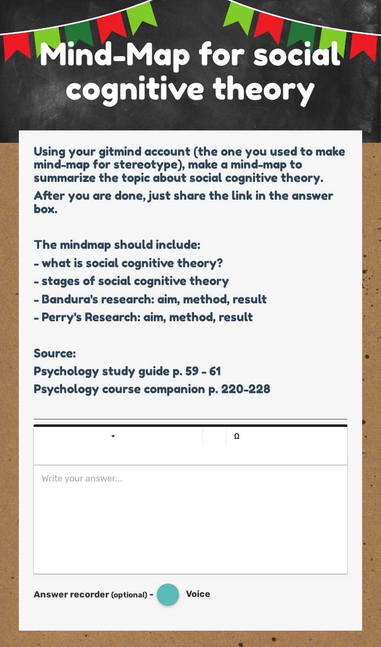 Mind-Map for social cognitive theory worksheet preview image
