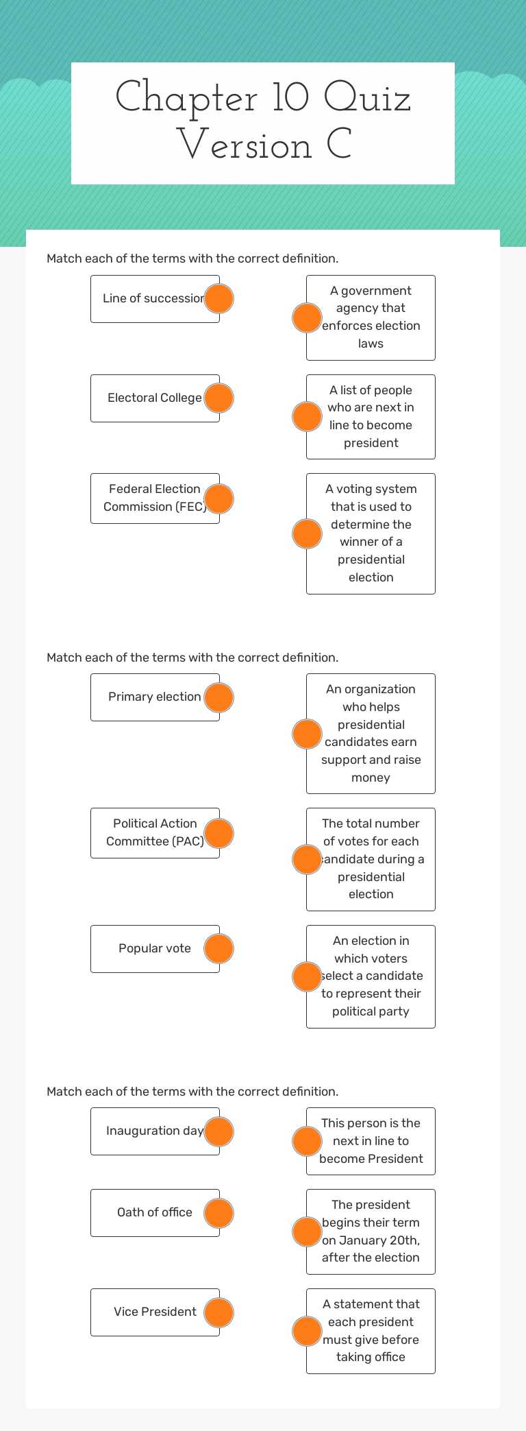 Chapter 10 Quiz Version C worksheet preview image