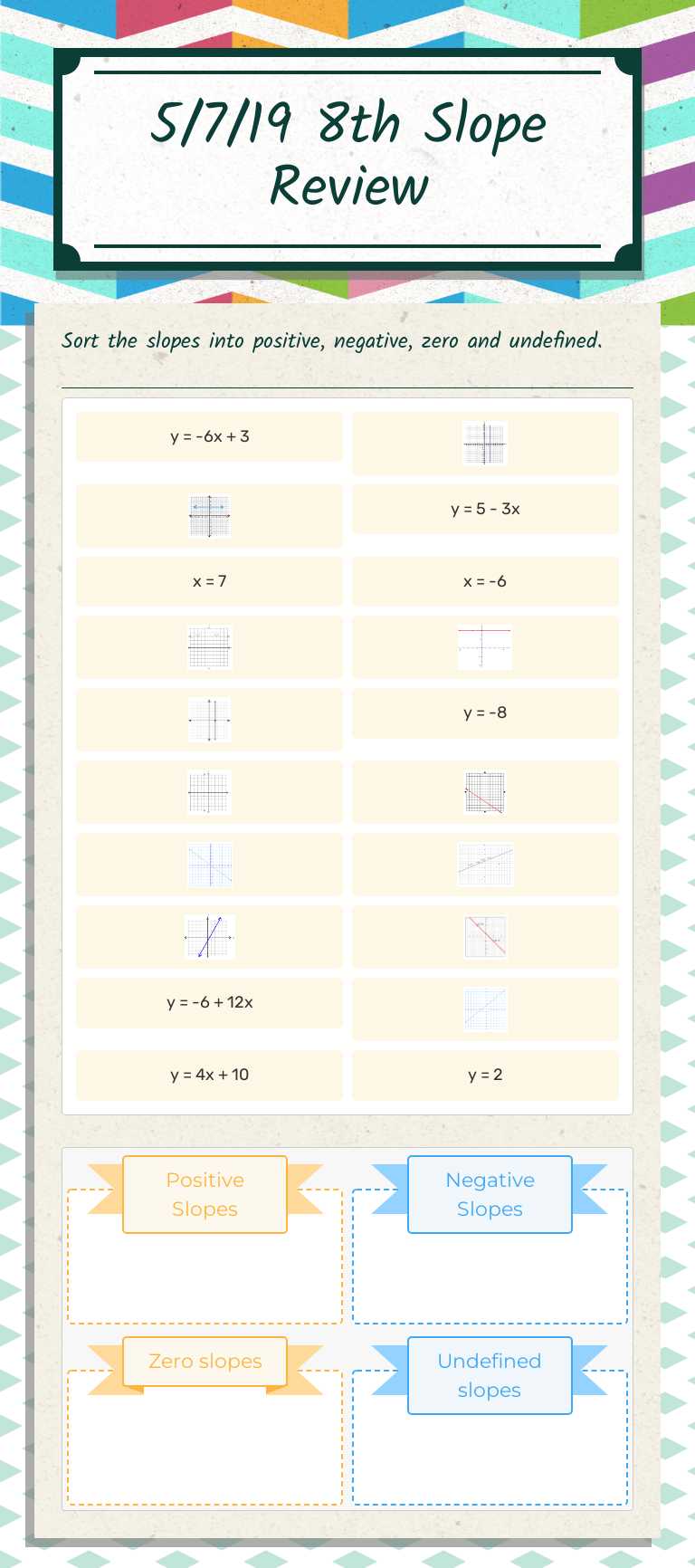 5/7/19 8th Slope Review worksheet preview image