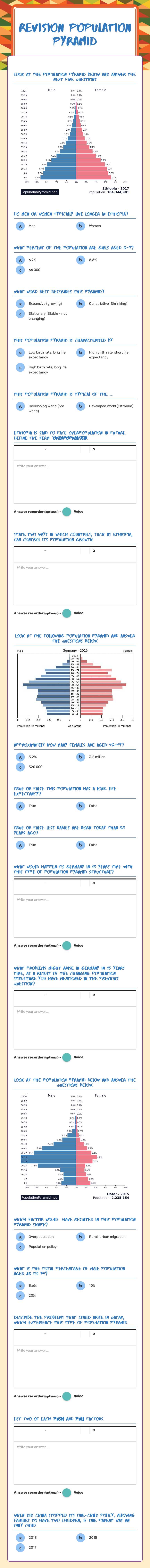 Revision
Population Pyramid worksheet preview image
