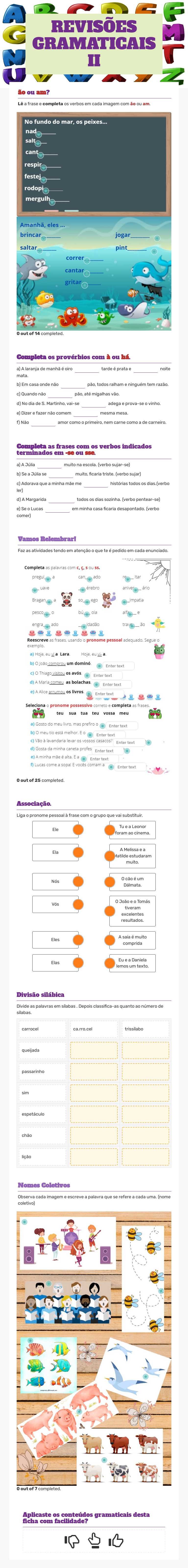 REVISÕES GRAMATICAIS II worksheet preview