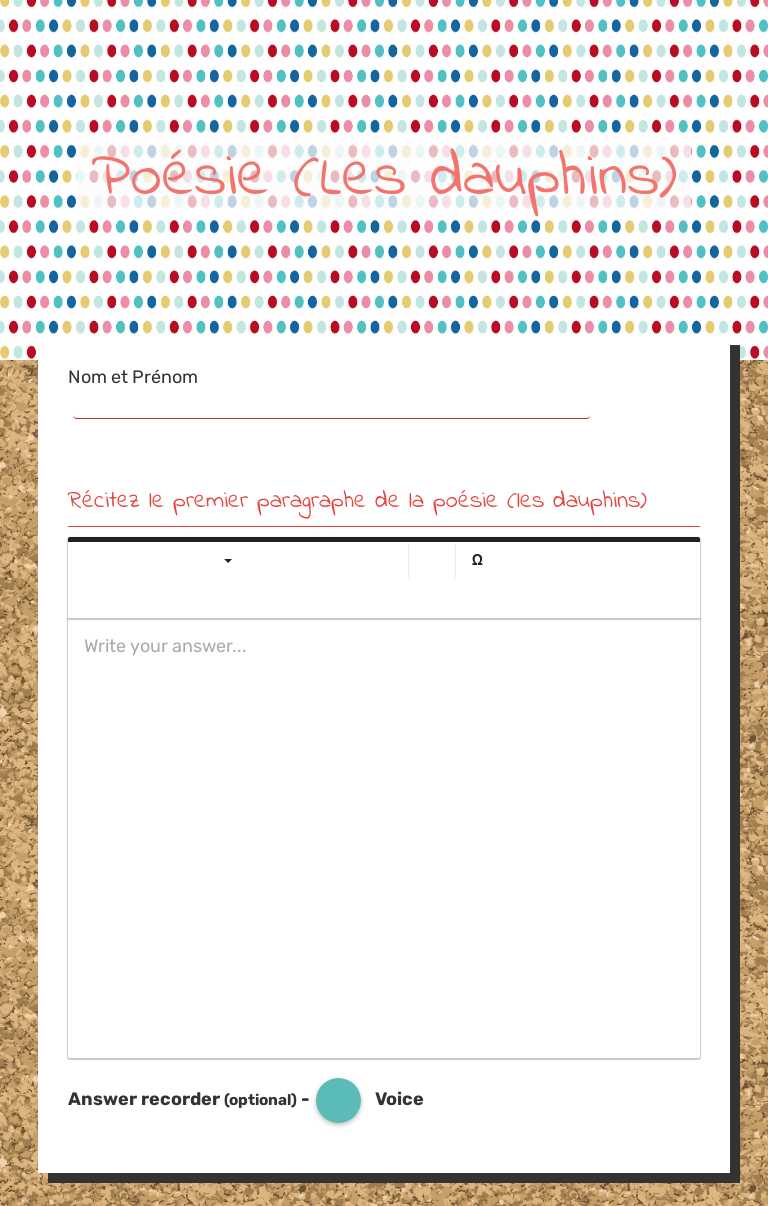 Poésie (Les dauphins) worksheet preview image