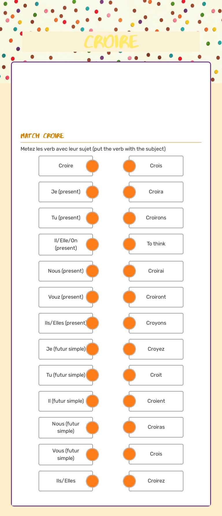 Croire worksheet preview image