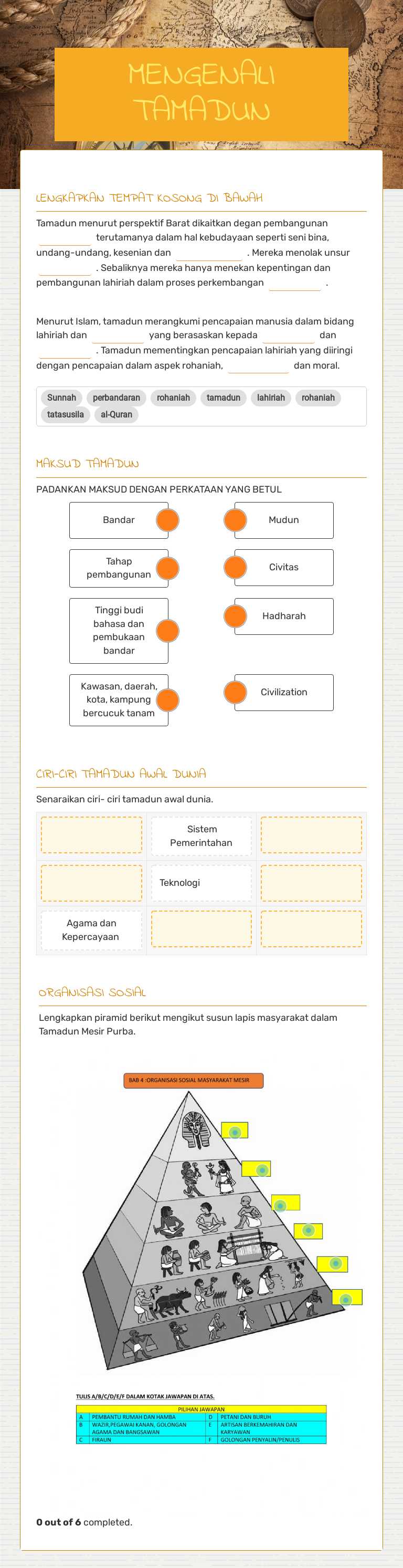 MENGENALI TAMADUN worksheet preview image