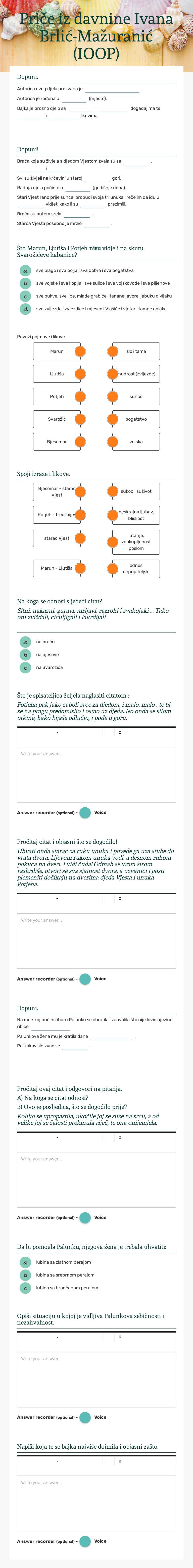 Priče iz davnine     
Ivana Brlić-Mažuranić (IOOP) worksheet preview image