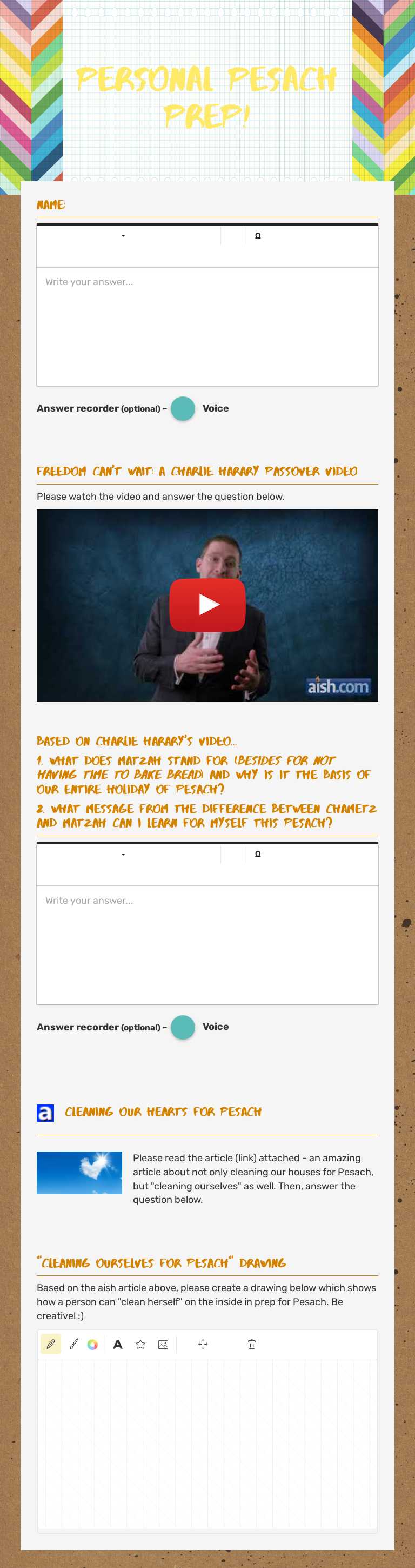 Personal pesach prep! Grade 8 worksheet preview