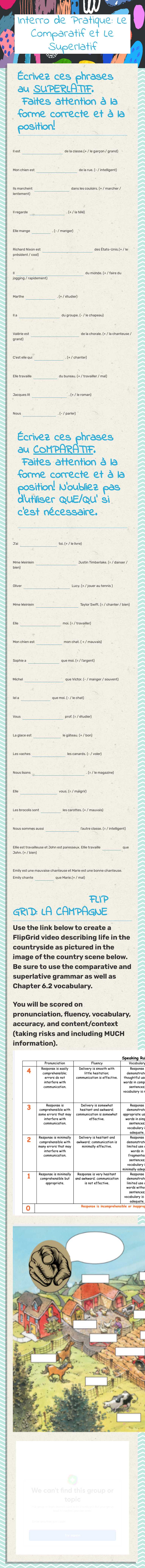 Interro de Pratique:                             Le Comparatif et Le Superlatif worksheet preview image