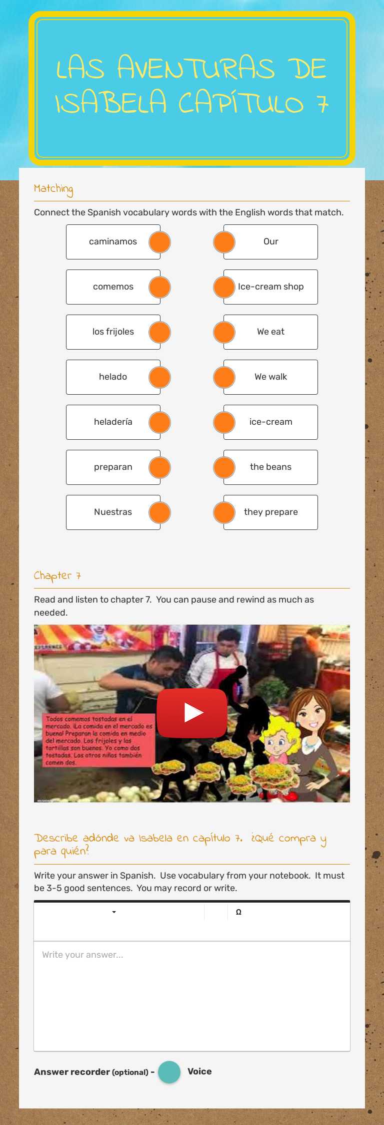 Las Aventuras de Isabela Capítulo 7 worksheet preview image