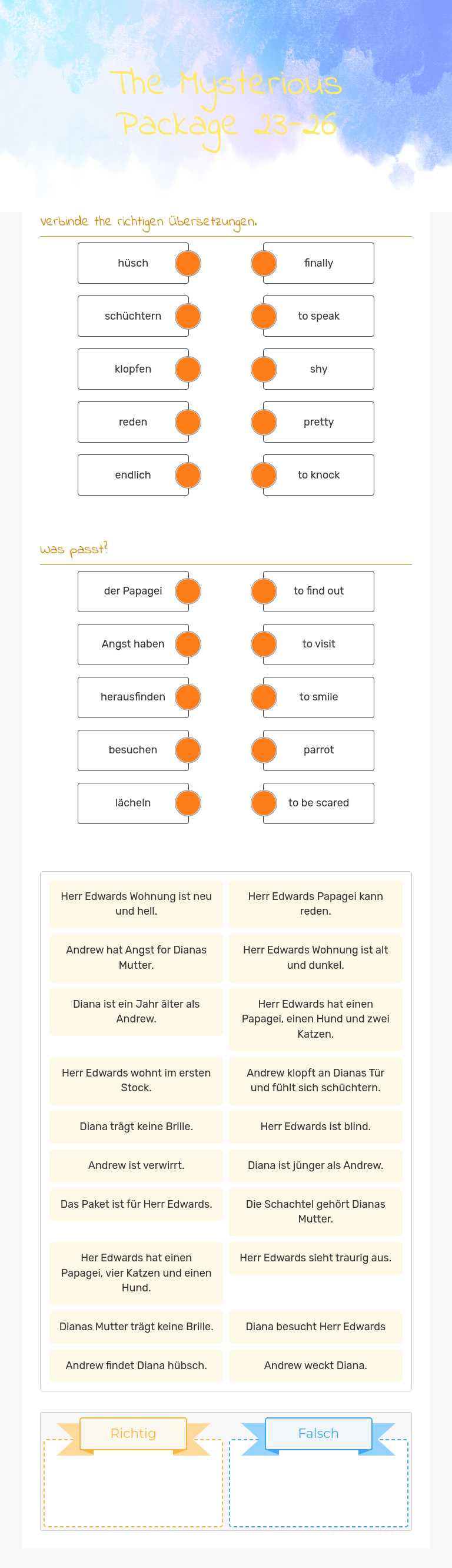 The Mysterious Package 23-26 worksheet preview image