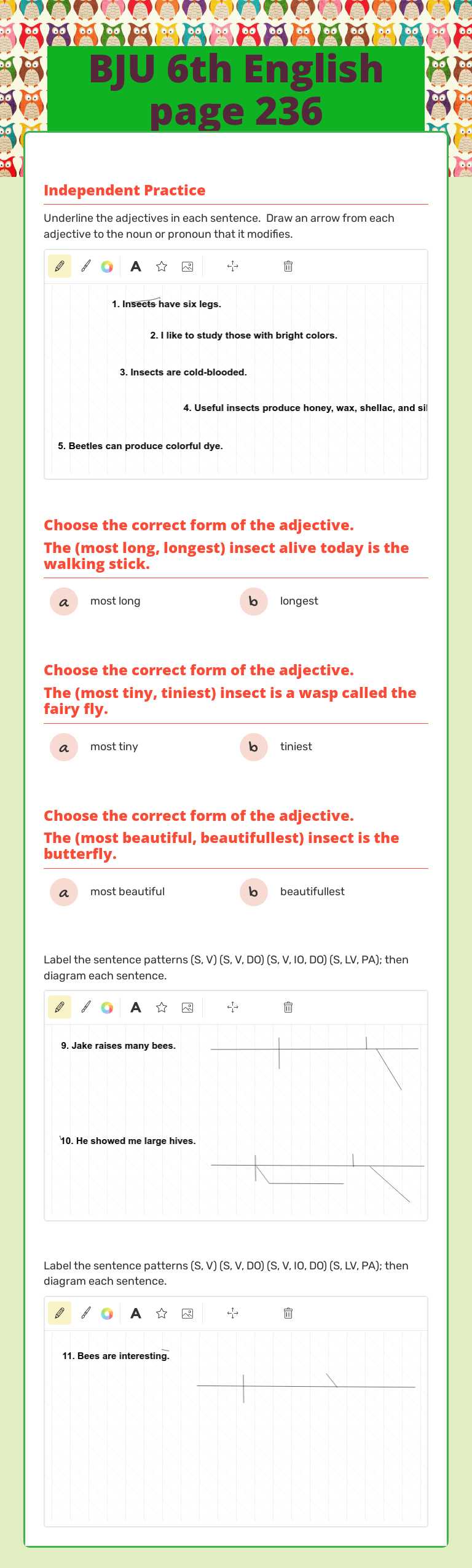 BJU 6th English page 236 Grade 6 worksheet preview