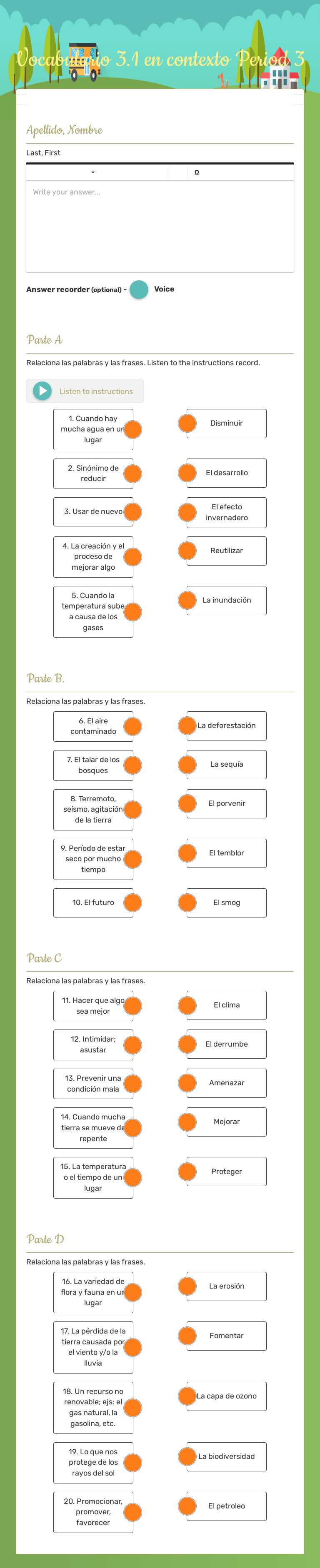 Vocabulario 3.1 en contexto Period 3 worksheet preview image