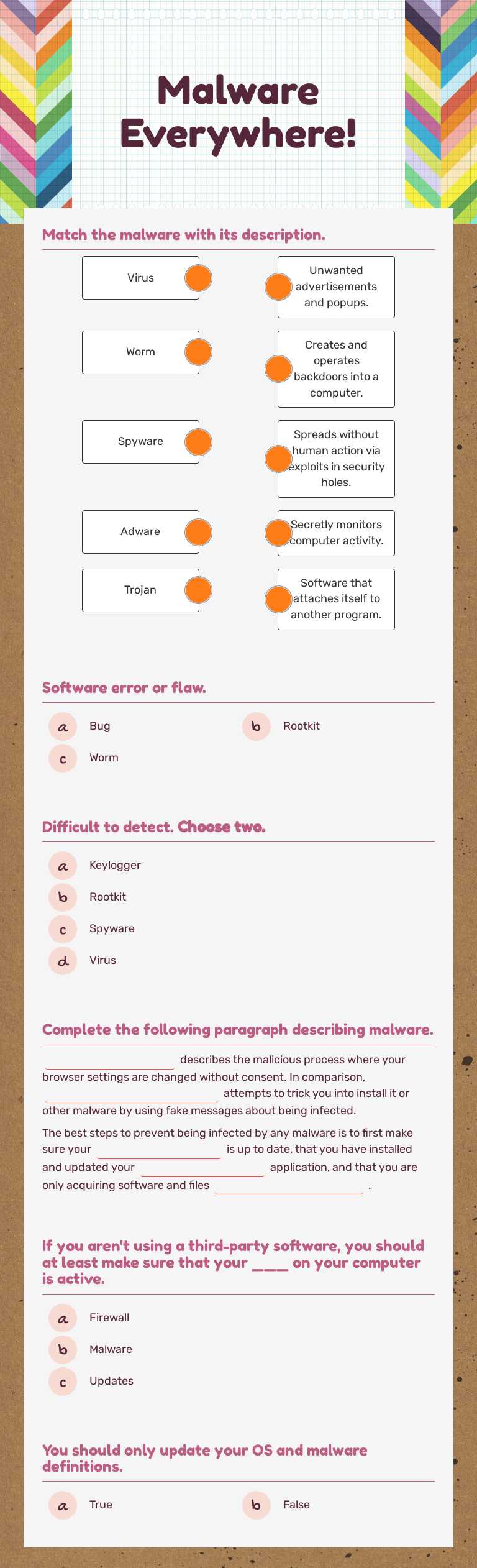 Malware Everywhere! worksheet preview image