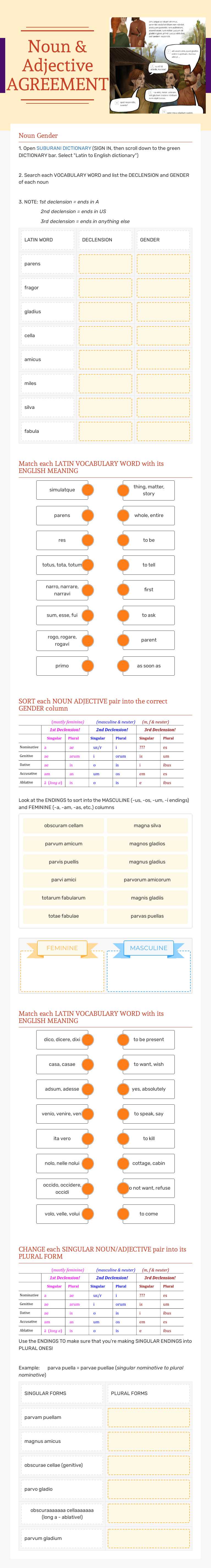 Noun & Adjective AGREEMENT worksheet preview image