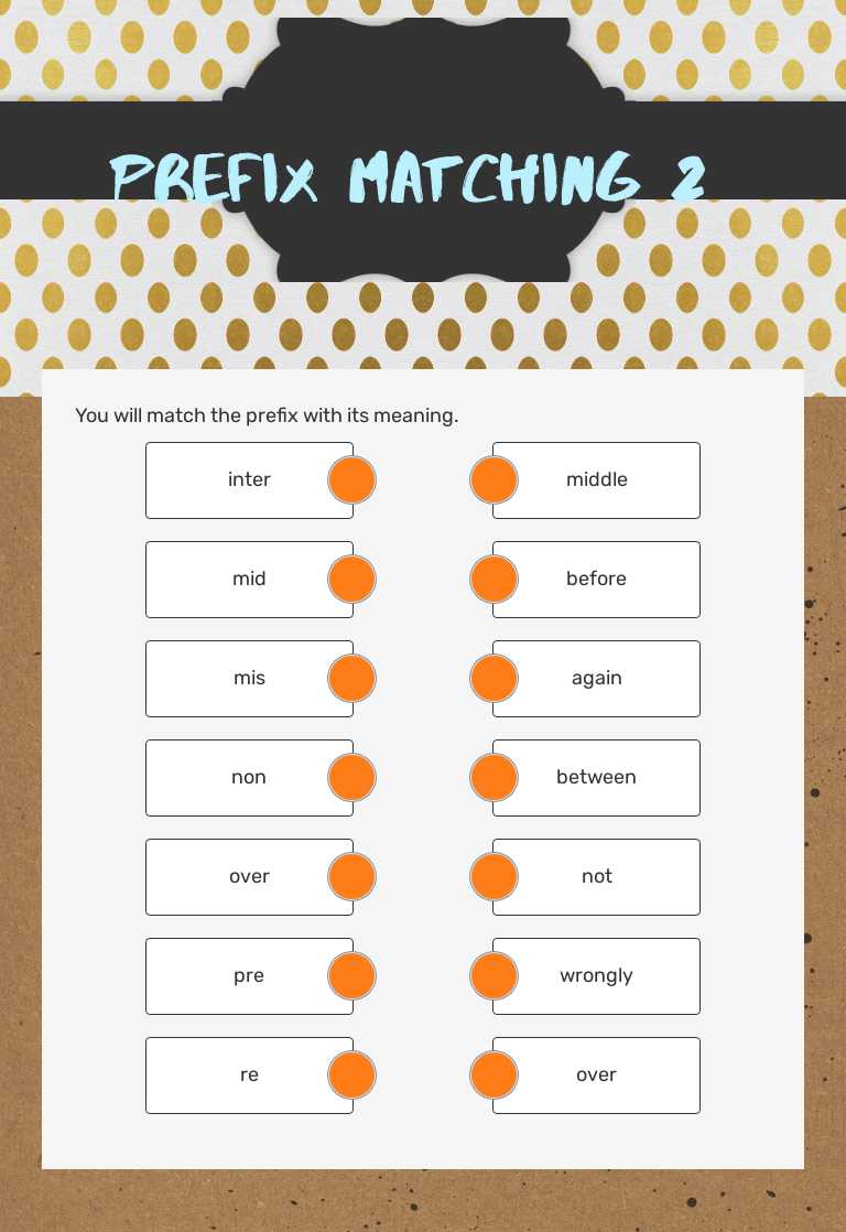 Prefix Matching 2 Grade 5 worksheet preview