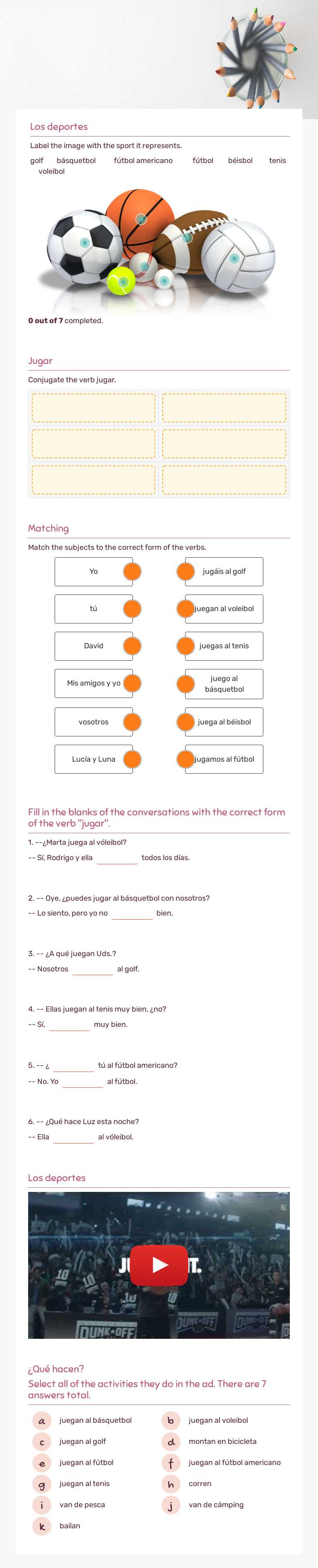jugar worksheet preview image