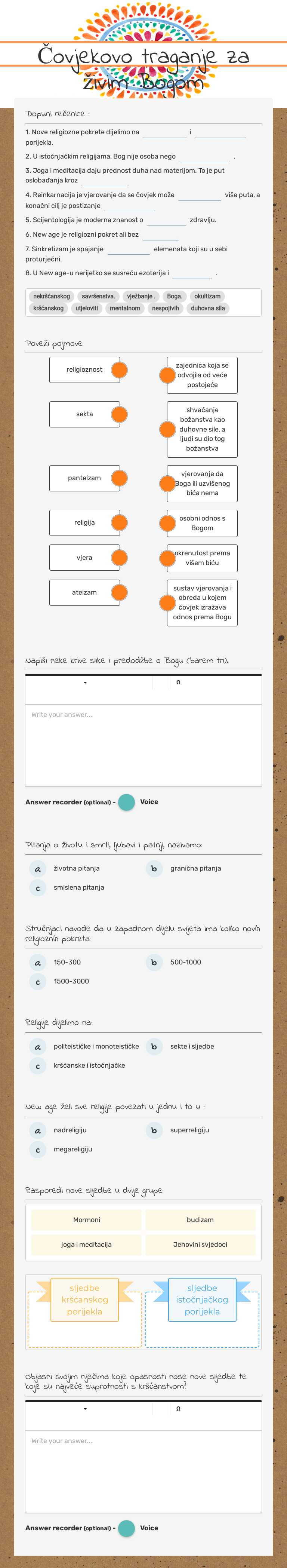 Čovjekovo traganje za živim Bogom worksheet preview image