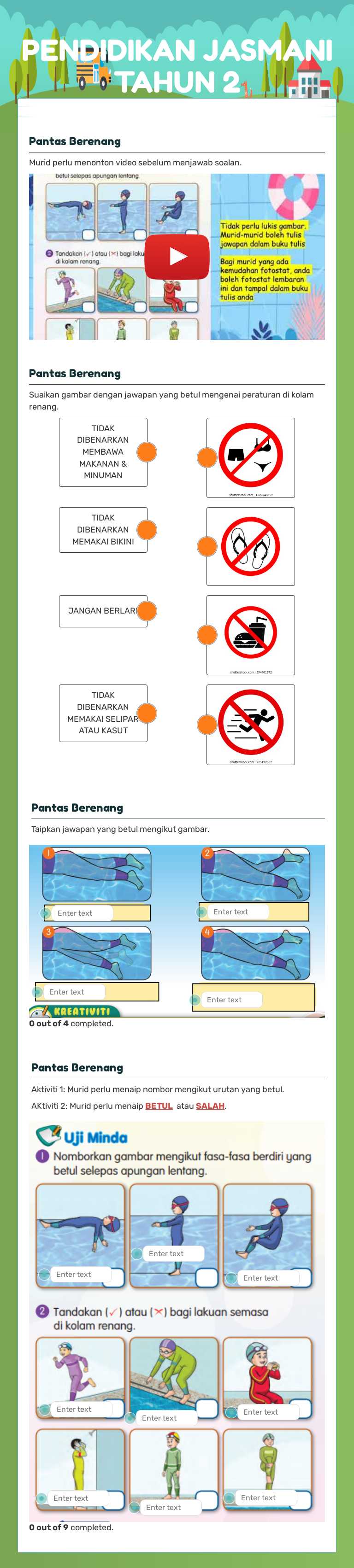 PENDIDIKAN JASMANI TAHUN 2 worksheet preview image