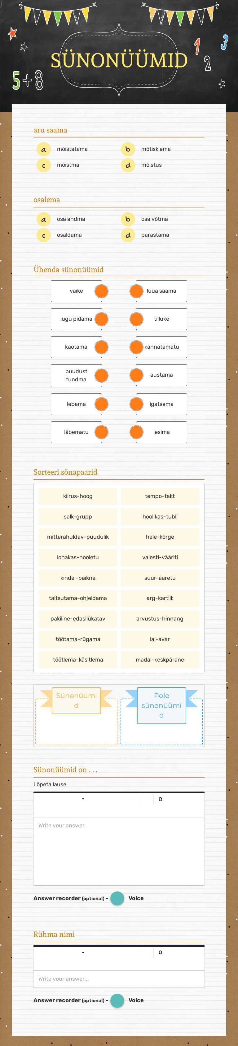 SÜNONÜÜMID worksheet preview image