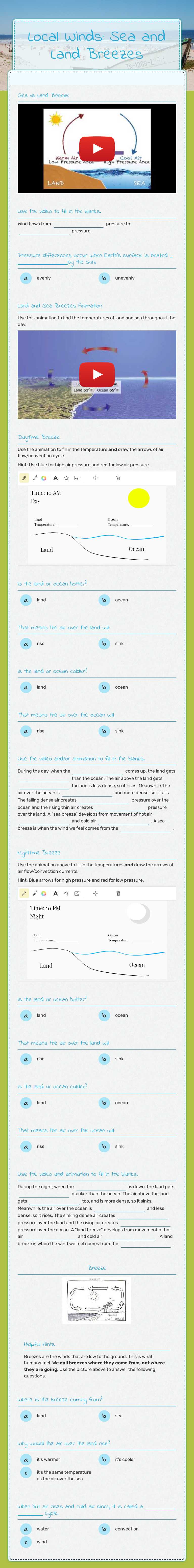 Local Winds: Sea and Land Breezes worksheet preview image