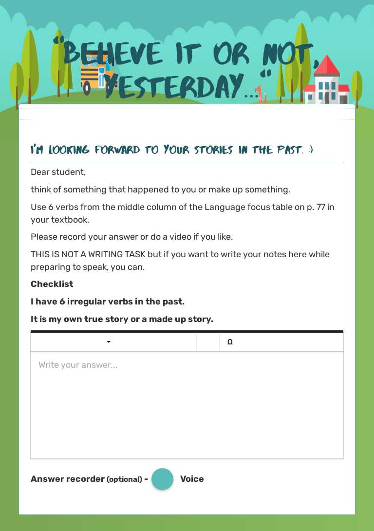 "believe it or not, yesterday..." worksheet preview image