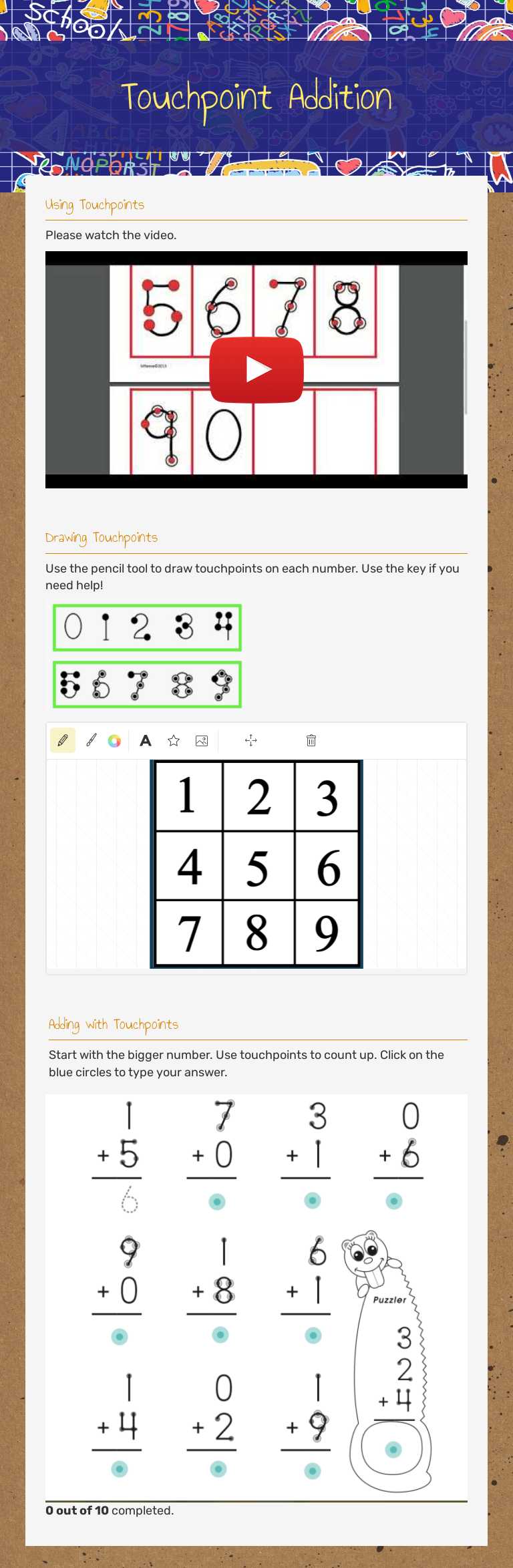Touchpoint Addition worksheet preview image