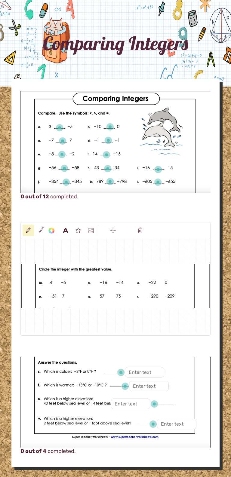 Compare integers and master number lines with this 6th-grade math ...