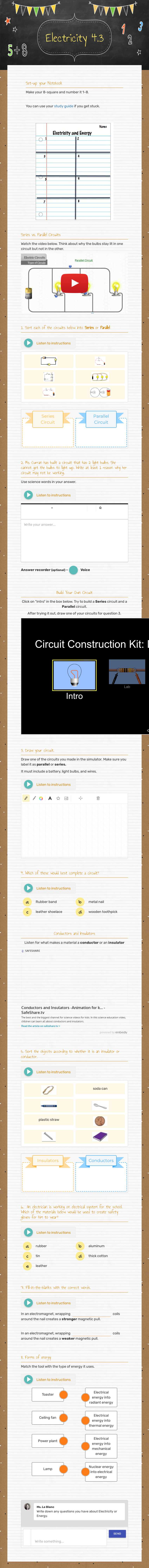 Electricity 4.3 worksheet preview image