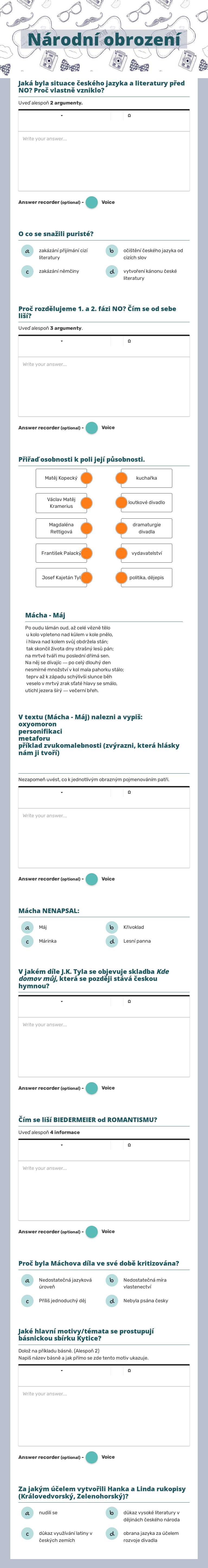 Národní obrození worksheet preview image