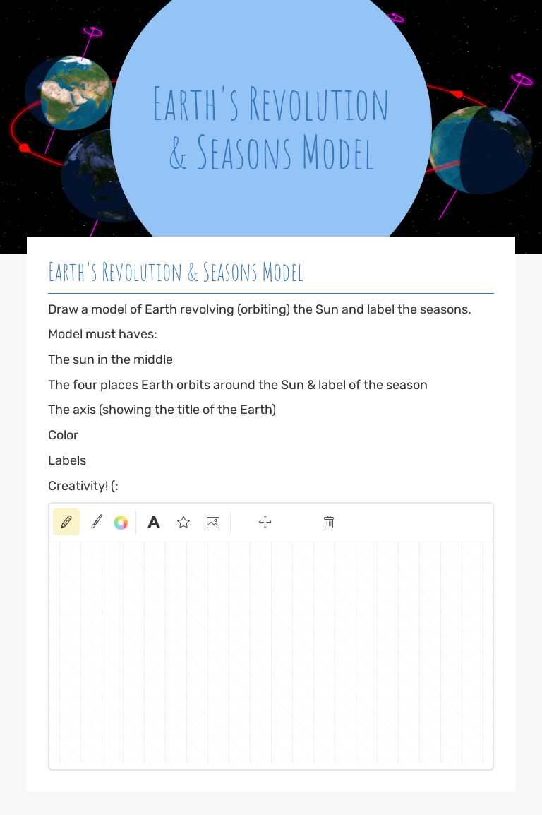 Earth's Revolution & Seasons Model worksheet preview image