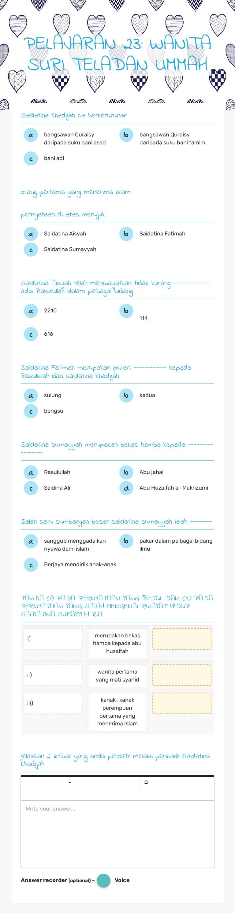 PELAJARAN 23: WANITA SURI TELADAN UMMAH worksheet preview image
