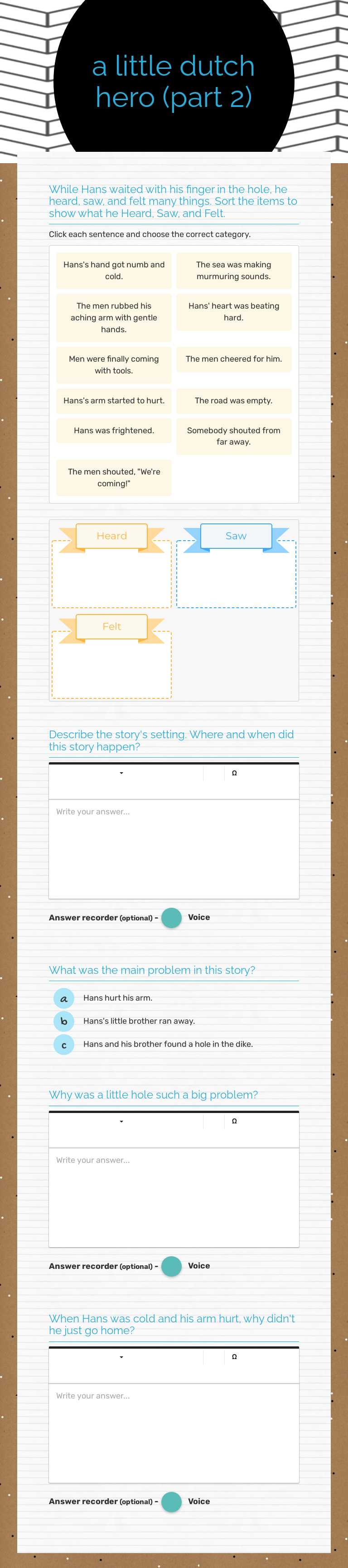 a little dutch hero (part 2) worksheet preview image