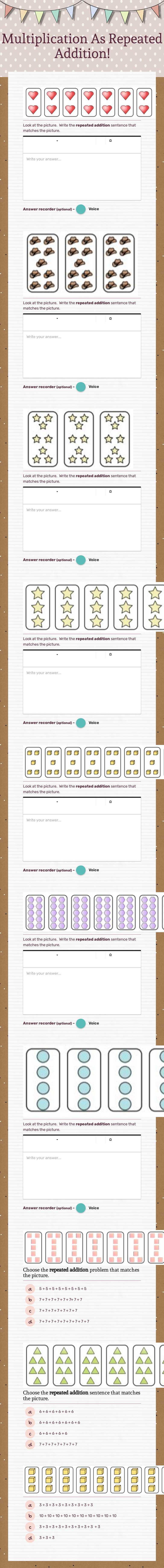 Multiplication As 
Repeated Addition! Grade 3 worksheet preview