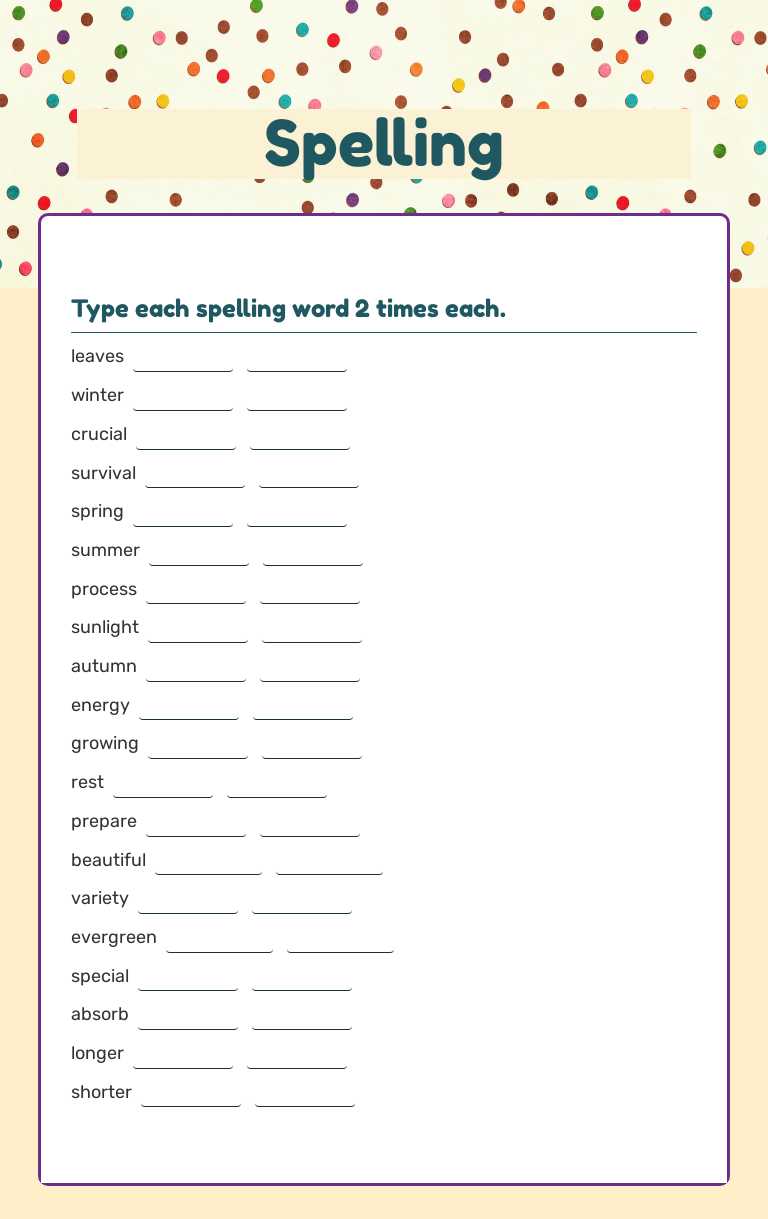 Spelling Grade 4 worksheet preview