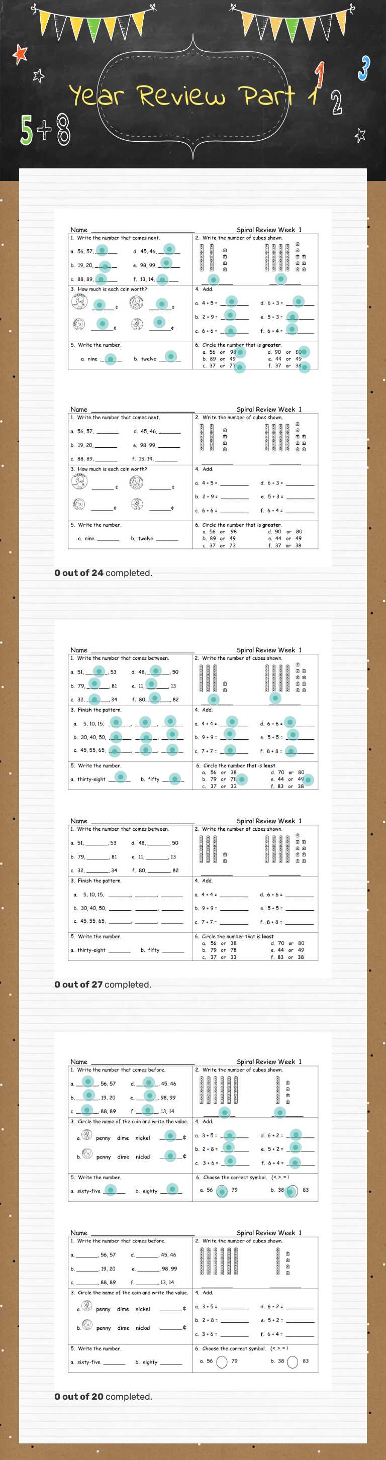 Year Review Part 1 worksheet preview image