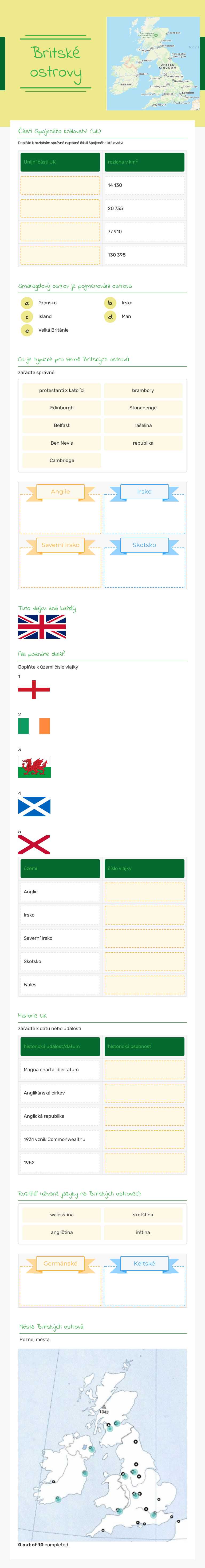 Britské ostrovy worksheet preview image