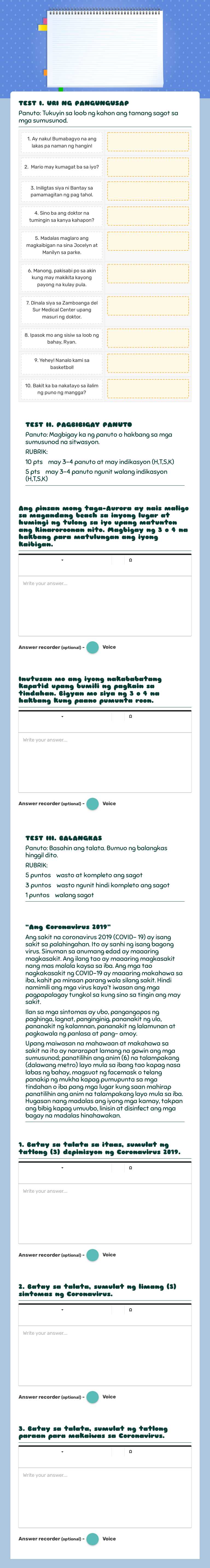FILIPINO 4 - 4TH Monthly Exam worksheet preview image