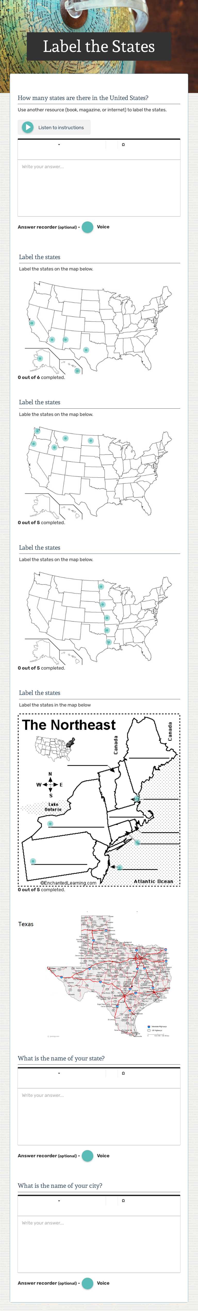Label the States Grade 4 worksheet preview