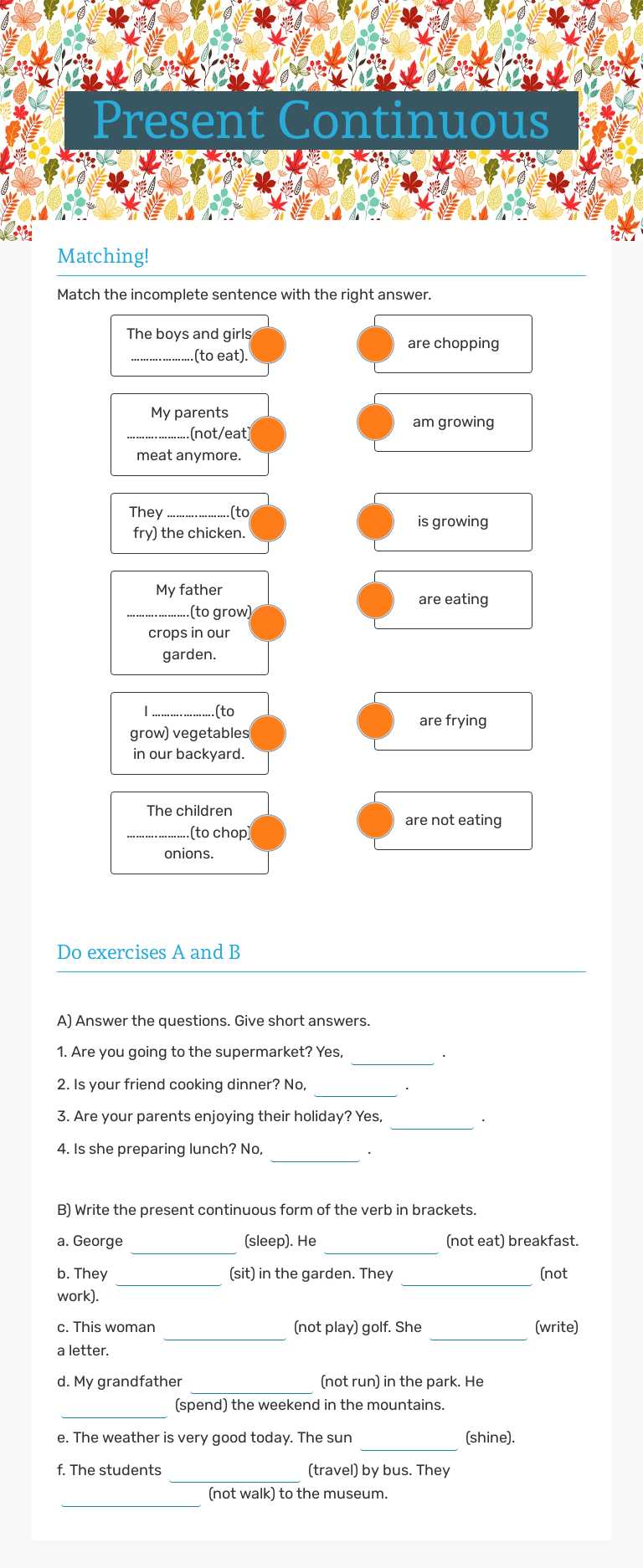 Present Continuous by Angeles Pellet Lastra | Interactive Worksheet ...