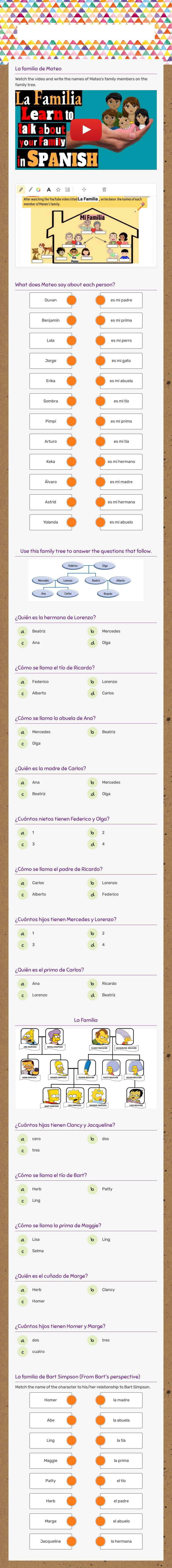 La Familia worksheet preview image