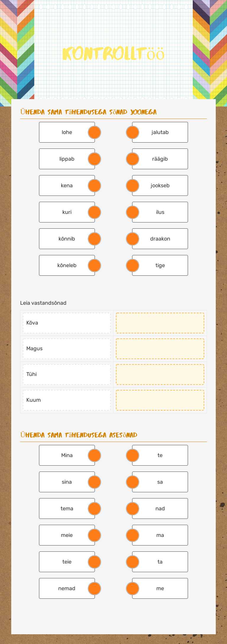 Kontrolltöö worksheet preview image