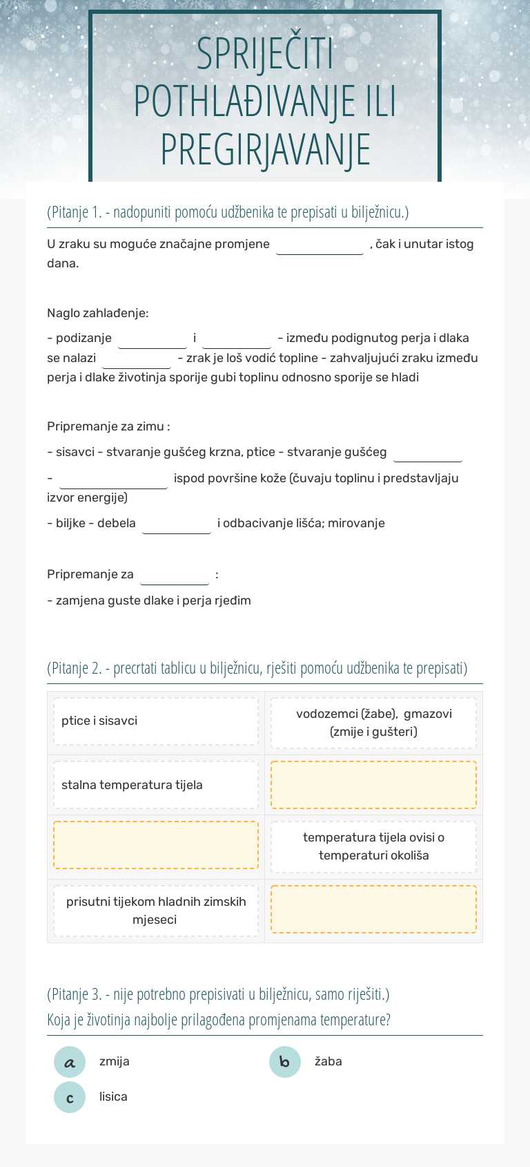 SPRIJEČITI POTHLAĐIVANJE ILI PREGIRJAVANJE worksheet preview image