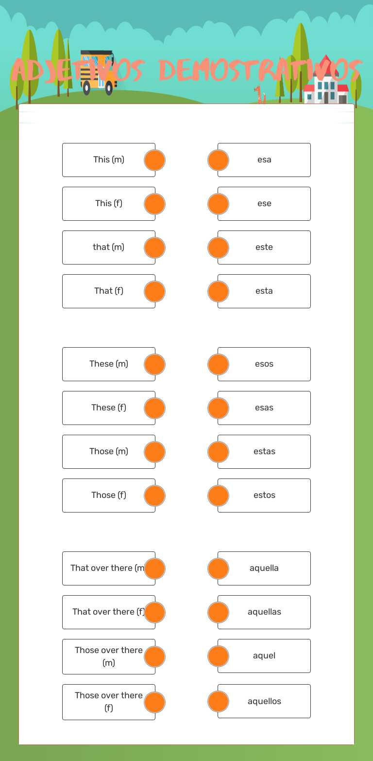 Adjetivos demostrativos worksheet preview image