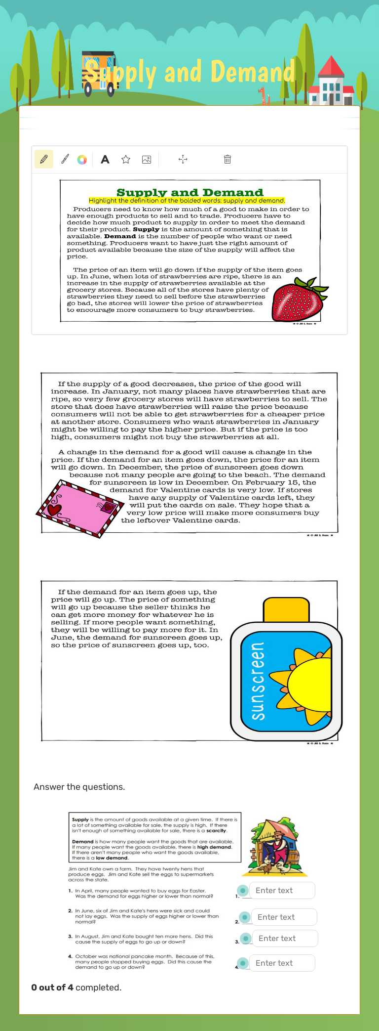 Supply and Demand worksheet preview image