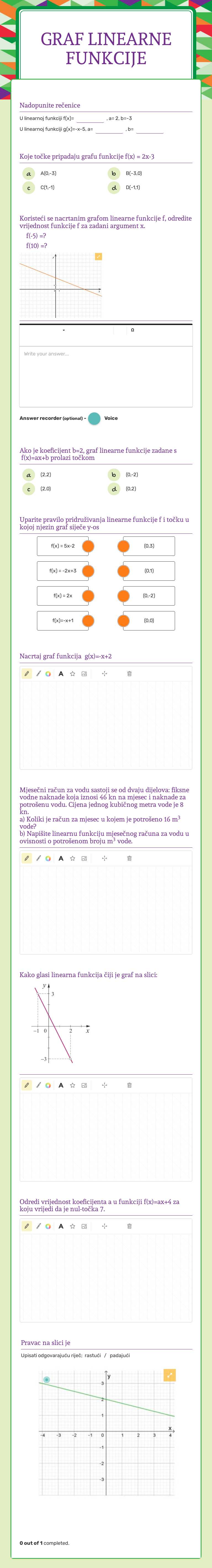 GRAF LINEARNE FUNKCIJE worksheet preview image