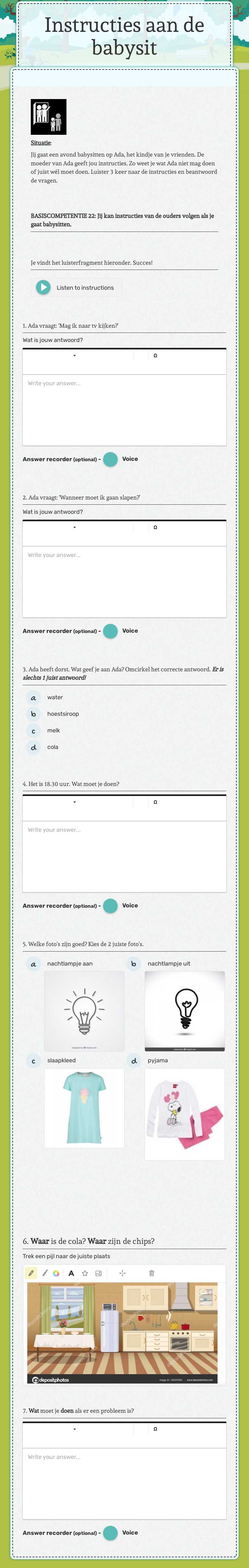Instructies aan de babysit worksheet preview image