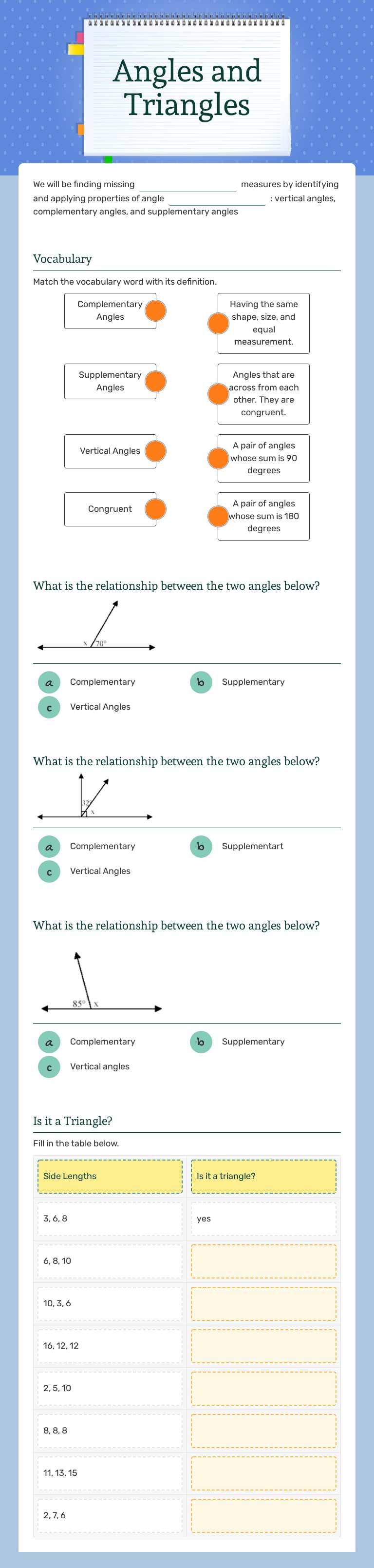 Boost geometry skills with our Angles and Triangles worksheet! Practice ...